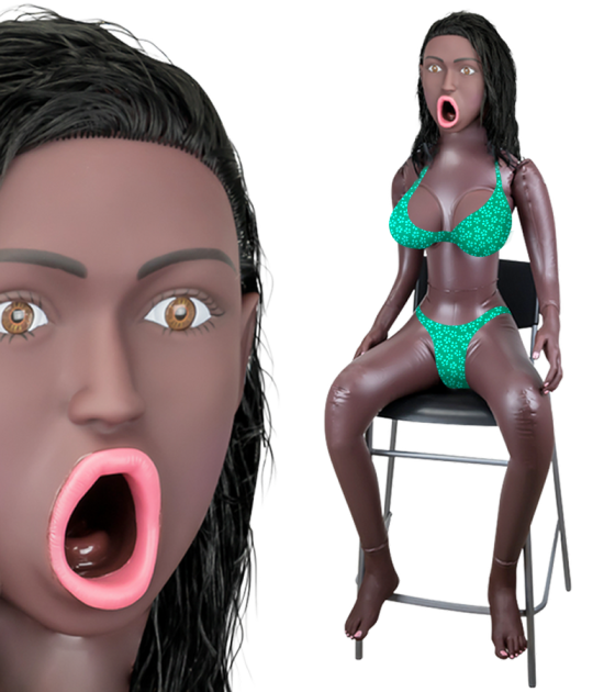 Tina black seated blow job inflatable sex doll